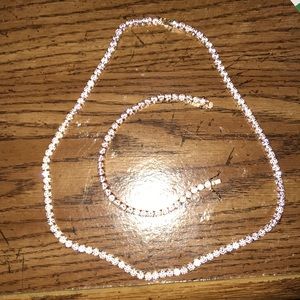 Pink choker n bracelet set